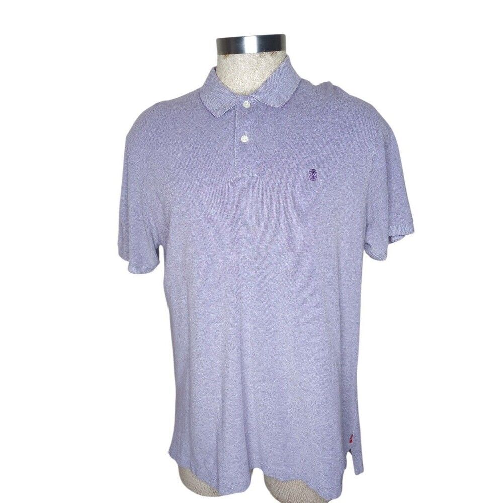 IZOD Polo Shirt Mens XL Light Purple Short Sleeve Hi Low Cotton EUC
